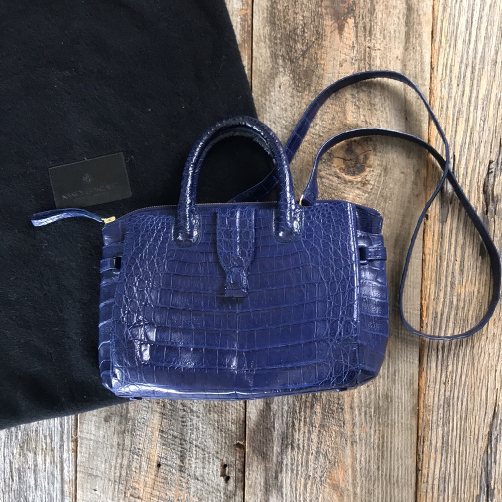 Nancy Gonzalez Christina Small Croc Handbag Blue - Picture 2 of 14